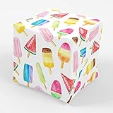 Popsicle Gift Wrap Ice Cream Birthday Party, Folded Flat 30 x 20 Inch, 3 Sheets