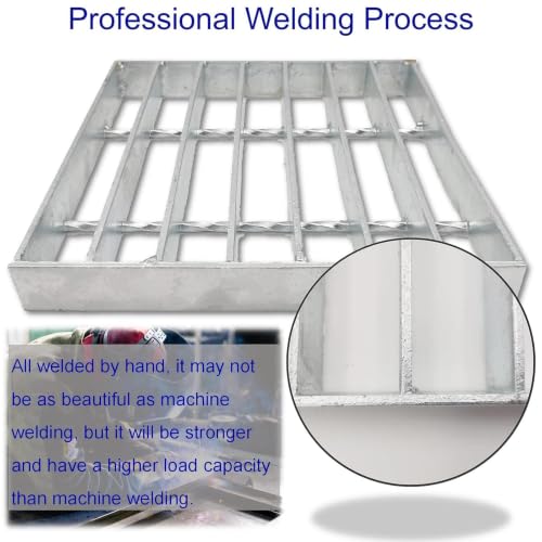 Image of Galvanized Steel Drain Grate, Driveway Channel Cover 12x12 in