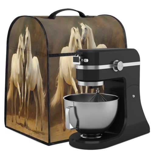 Coffee Maker Cover White Horse Kitchen Appliance Covers Small Appliance Covers Blender Cover Juicer Cover Dust Covers for Kitchen Appliances with Top Handle and Pockets,Washable,C954