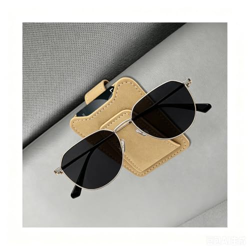 Xiqaler Sunglasses Holder for Car Sun Visor, Magnetic Clip (Beige)