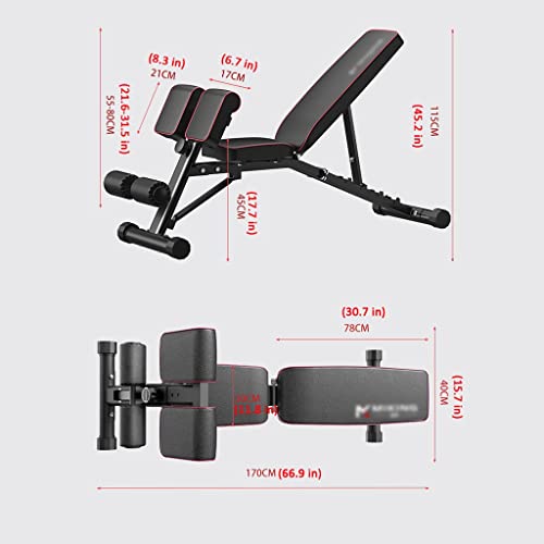 Romeinse Stoel Verstelbare Gewichtsbank Buiksporter Verstelbare AB Sit Up Bench Priest Bench Training Bench Home Gym Equipment (Color : Black, S : 170 * 40 * 115cm) - Image 8