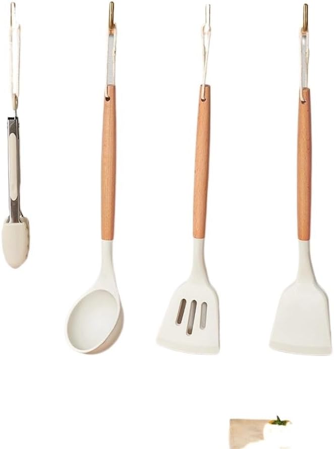 Cooking Tool Set Cookware Kitchen Utensils Non-Stick Soup Ladle Spatula Steel Handle with Holder