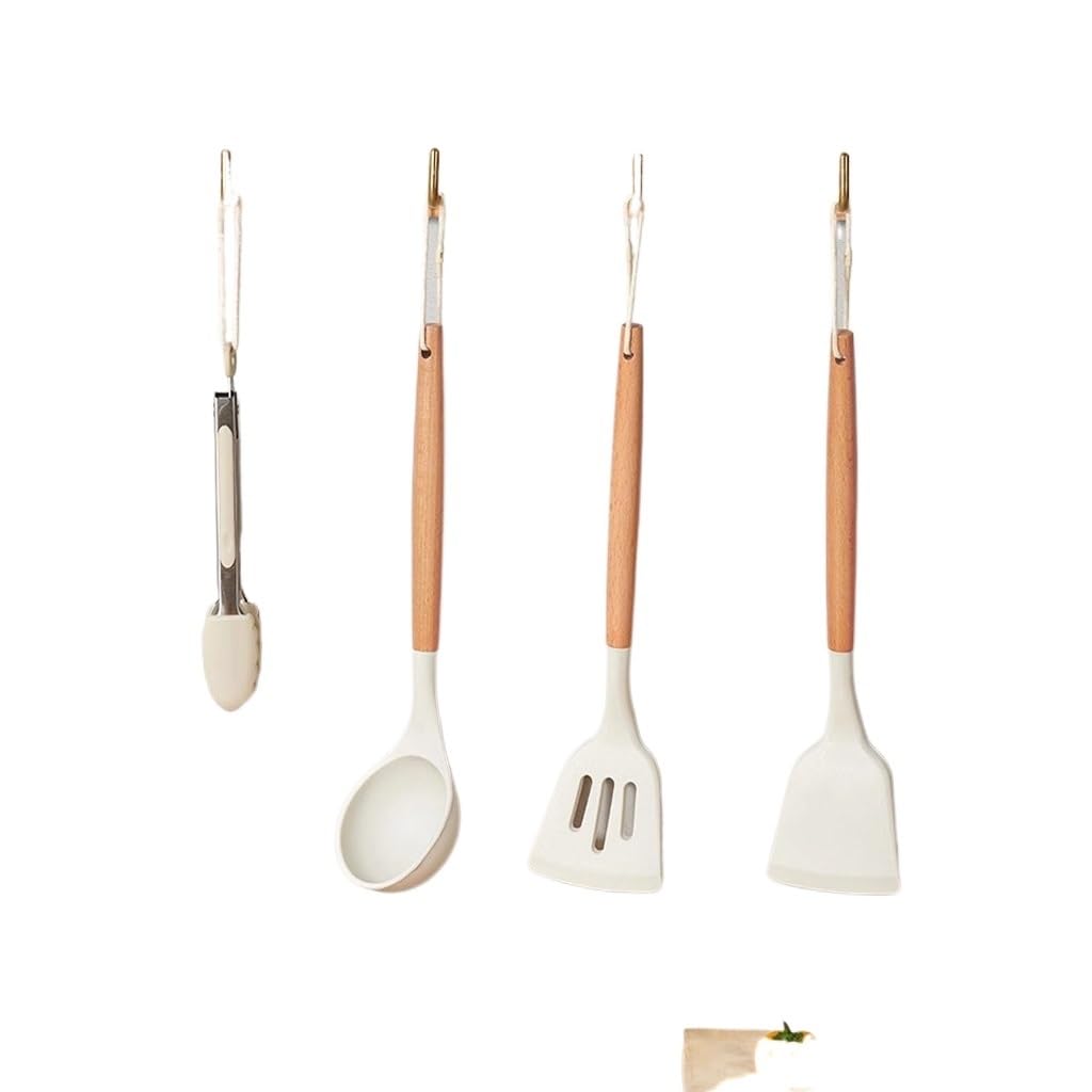 Ustensiles de cuisine haut de gamme avec poignée acier et support