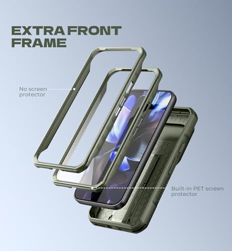 Coque Google Pixel 10 Pro XL Dexnor antichoc vert militaire avec protège-écran - 4
