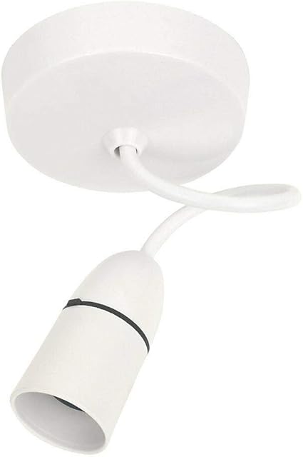 A1SONIC® 6-Inch Ceiling Rose and Light Pendant Set Lamp with White Plastic Light Bulb Holder