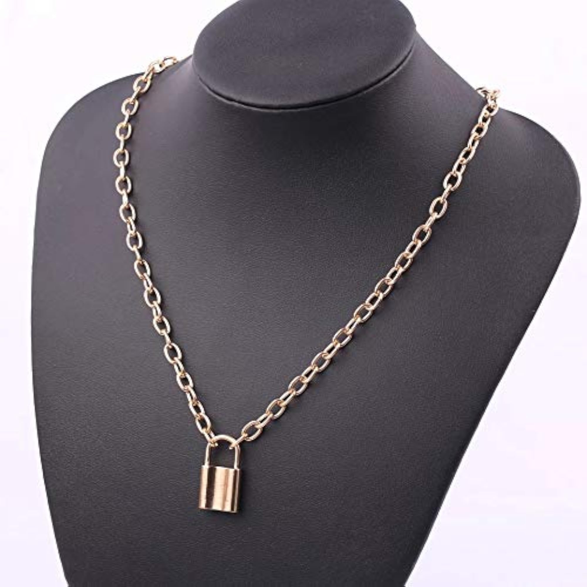 Lock Pendant Necklace for Women Silver Tone Stainless Steel