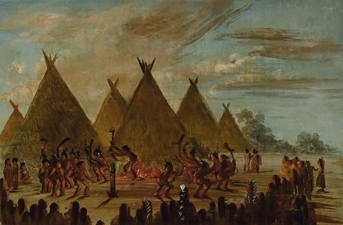 Peinture murale Danse de guerre Sioux George Catlin pour habiller un grand mur vide