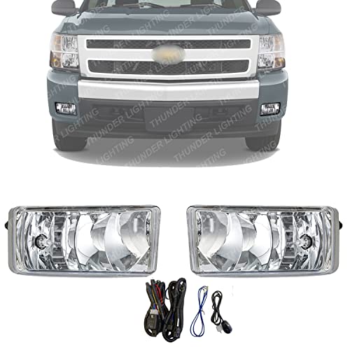 New Fog Lights Assembly Set With Bulbs + Harness + Switch For 2007-2015 Chevrolet Silverado / Suburban / Tahoe Direct Replacement 22872763 22872762