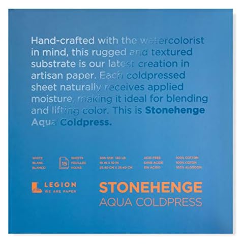 Stonehenge Aqua Watercolor Block, 140lb. Coldpress, 10 x 10, White, 15 Sheets (L21-SQC140WH1010) Cover