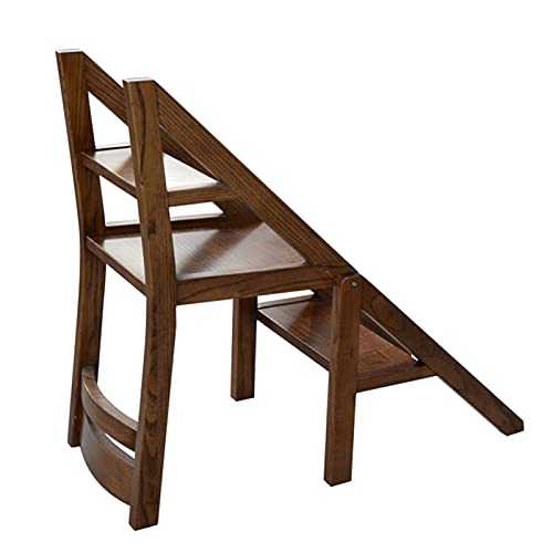 FALIYORS Folding Step Ladder Chair - Wooden Foldable Ladder Stool Shelf - Library Steps Bookshelf Plant Stand for Storage and Decoration - Maximum Load Bed Step Stools for High Beds 150kg