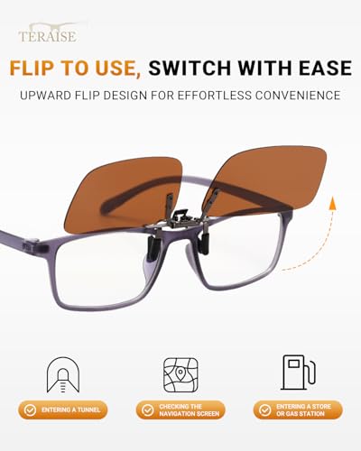 Image of TERAISE Polarized Clip on Sunglasses Over Prescription Glasses Anti-Glare UV400 for Men Women Driving Travelling Outdoor