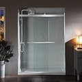 WOODBRIDGE Frameless Sliding Shower Door, 46" -48" Width, 76" Height, 5/16"(8mm) Clear Tempered Glass, Chorme Finish, ASD4876-C
