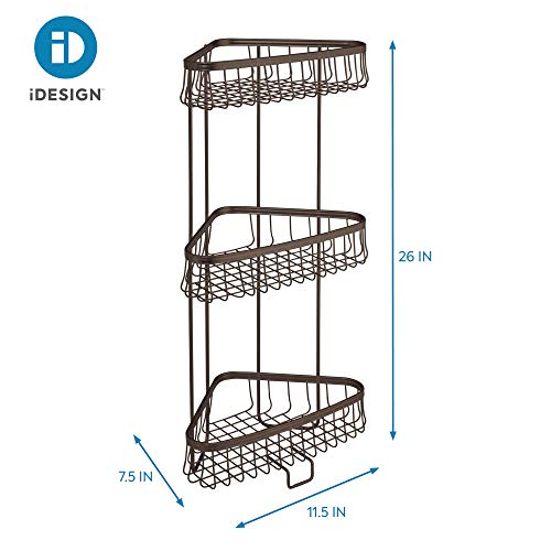Idesign York Metal Wire Corner Standing Shower Caddy 3-Tier Bath Shelf Baskets For Towels, Soap, Shampoo, Lotion, Accessories, Bronze #TOP5