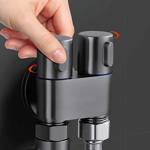 1-in-2-out Dual Control Valve,Dual Control Valve With Multiple Ports,High-performance 1-in-2-out Control Valve,Dual Control Valve For Bidet And Shower (Black)