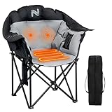 Oversized Heated Massage Camping Chair - Fully Thick Padded Outdoor Heated Sports Chair for Adults - Heated Folding Camp Chair for Outdoor Use, Battery Not Included