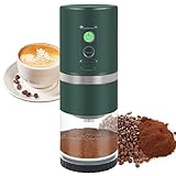 Portable Electric Coffee Grinder Stainless Steel Conical Burr Coffee Grinder with 45 Adjustable Settings Rechargeable Coffee Bean Grinder for Home, Travel, Camping, Office-Dark Green