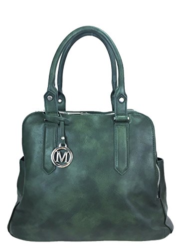 Leatherette Triple Compartments Satchel Purse and Wallet Set2