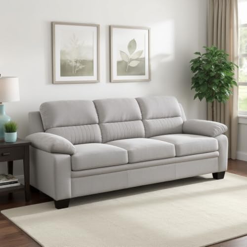 Image of Torque - Jett Luxurious Fabric 3 Seater Sofa for Living Room (Light Grey) | Wooden 3 Seater Sofa Bed Couch for Bedroom Hall Festival Gift | 1 Year Warranty