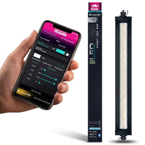 Arcadia LumenIZE Jungle Dawn LED Bar 19 Long 24 Watts High Lumen Output Smart LED Light Bars for Indoor Reptiles Terrariums Plants and Bioactive Setups Long Lasting Easy to Use Natural Lighting