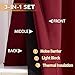 RYB HOME Noise Absorbing Blackout Energy Efficiency 3-in-1 Curtain Set with Detachable Felf Liner Full Privacy Wall Divider Drapes for Living Room Patio Door, Burgundy Red, W 52 x L 108, 2 Pcs