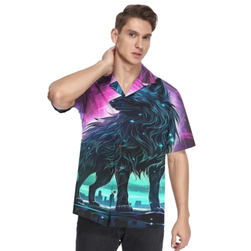 Chemise Hawaïenne Homme pour la Plage et Soirées d'Été Loup Noir Casual