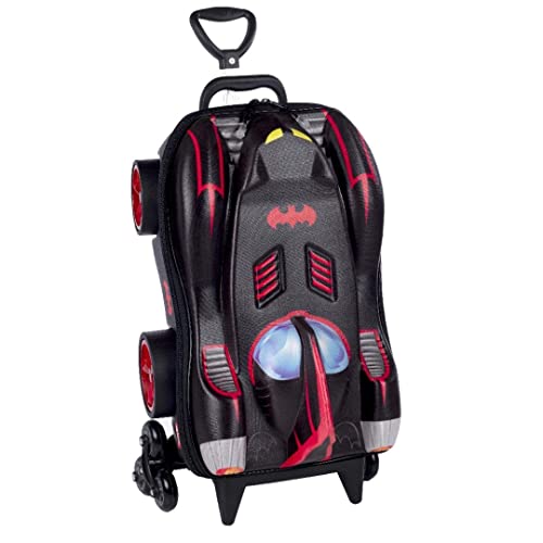Mochila Escolar 3D com 6 Rodinhas Batman Chrome Wheels - Maxtoy