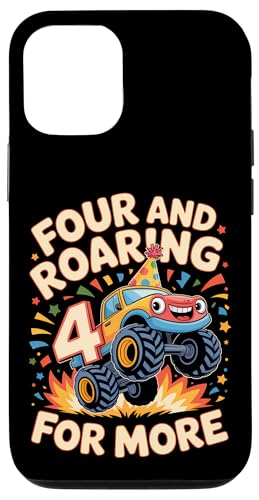 Four and Roaring for More Funny 4th Birthday�g���b�N �X�}�z�P�[�X iPhone 12/12 Pro �p