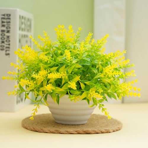 ZYTHSKLO Juego de plantas de simulación de escritorio de plástico artificial en maceta para decoración del hogar