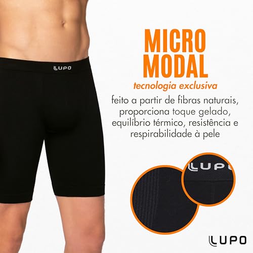 LUPO Cueca Antiassadura Alongada Lupo Sport SEAMLESS Dry Masculina Adulto,Preto, G