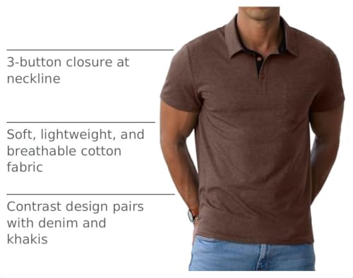 Image of Sailwind Men's Cotton Polo Shirts Short Sleeve Casual Summer Shirts Classic Collared Golf Shirt with Pocket