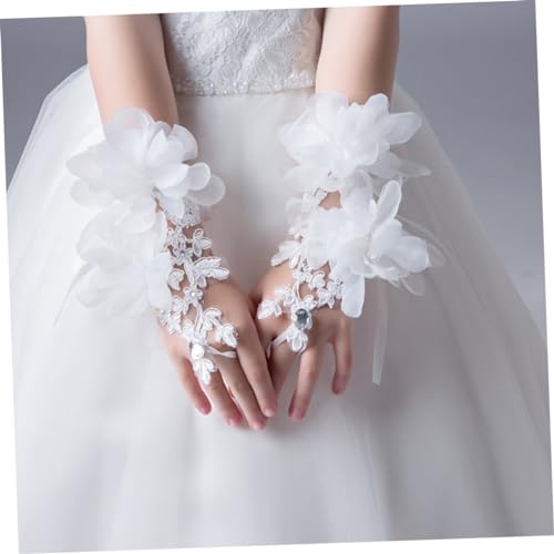 BESTYASH 1pair White Flower Girl Gloves for Boy Girl Elegant Wrist Gloves for Weddings Baptisms and Parties Dreamy Princess Costume Accessories2