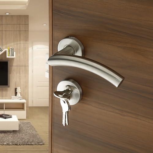 Image of LAPO Mortise Door Lock for Home Main Door & Bedroom with Handle | 50x85mm Body | Heavy-Duty 70mm Cylinder | 3 Brass Keys | Left-Right Fit 30-50mm Door Home Office Hotel| Matt Finish | CMH-5T