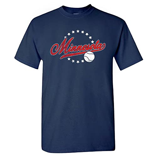 Minnesota Baseball Vintage Mens Fan T-Shirt (Navy Shirt 3XL)