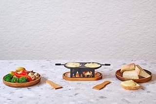 Cosy & Trendy Appareil à Raclette ovale en Acier inoxydable+ 2 spatules, 2 personnes, Noir
