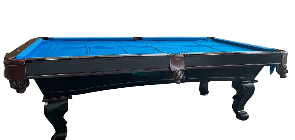 8 Ft. Tunierpoolbillard Billardtisch Pool Modell Webster Nr.:28 Billard mit 3cm starken Schieferplatten Tuchfarbe blau Gestellfarbe Nussbaum