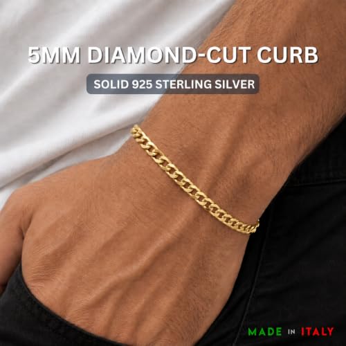 Image of KISPER Gold Chain Bracelet for Men 5mm Plated 925 Sterling Silver