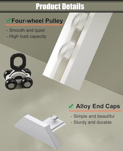 9ft Curtain Track Rail Ceiling Mount - Black Room Divider System with Gliders & Hooks, Straight Drapery Track Set for 40ft, 30ft, 20ft, 16ft, 14ft, 12ft, 10ft Curtains