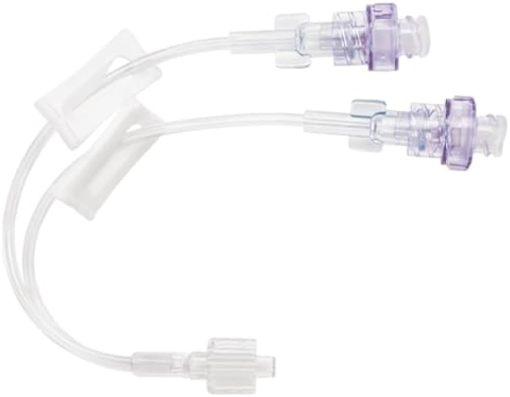 Becton Dickinson (BD) CareFusion IV Administration Extension | Q-Syte | Luer Access | Split-Septum | 6" Macro Bore | Bi-Extension | Spin Nut | 385161/385155 | Pack of 1