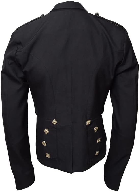 David Rox Prince Charlie Jacket & Waist Coat Black Barathea Wool Fabric | Prince Charlie Kilt Jacket with Coatee Vest Jacket (as1, Numeric, Numeric_52, Regular, Regular, Black, Long) - Image 5