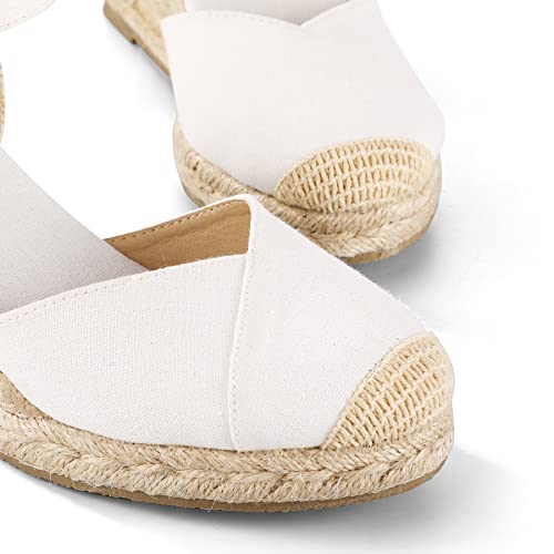 Qonetic Women's Closed Toe Platform Sandals Summer Buckle Ankle Strap Espadrilles Wedge Sandals #TOP3