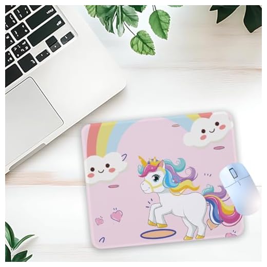 1 Pcs Pink Cute Rainbow Unicorn Non-Slip Rubber Mouse Pad for Home Office Desk Laptop Computer Gifts for Girls Women Family