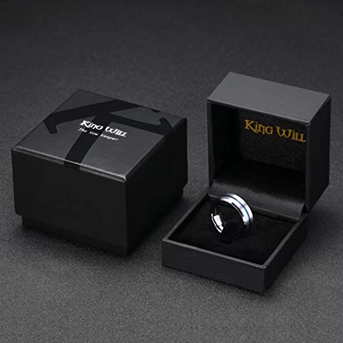 Image of King Will Tungsten Carbide Wedding Band for Men Women-6 /8 /10mm Width Multicolor Available with Grooved Center Wedding Ring Suitable for Work, Gym Comfort Fit Size 4-16
