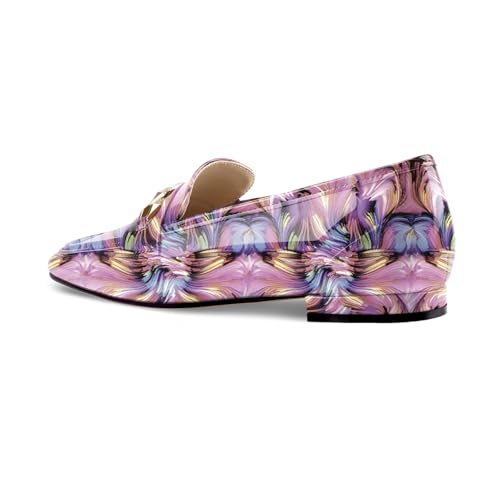 Image of Oh Mispares Womens Loafers Square Toe Low Heel Penny Loafers Fashion Comfortable Slip on Flats Casual Dressy Shoes for Women Work Office Patent Leather