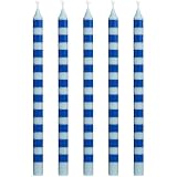 IB Laursen DÜNNE Kerze Streifen HELLBLAU DUNKELBLAU Ø 1,3 cm...