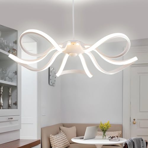 Lámpara LED moderna para comedor con diseño creativo en forma de pétalos con mando a distancia regulable de 3000K a 6000K lámpara de techo acrílica blanca para dormitorio estudio o iluminación tipo c
