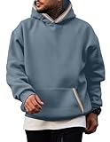 JMIERR Mens Fashion Essentials Hoodies Plain Fall Autumn Oversized Ribbon Loose Fit Shrits 2025 Hooded Pullovers with Pockets, M, Blue