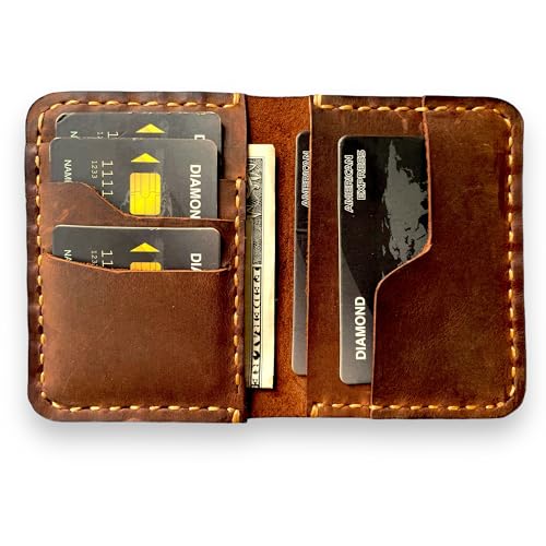 Handmade, Leather Card Wallet, Minimalist Leather Wallet, Bifold Wallet, Front Pocket Wallet,...
