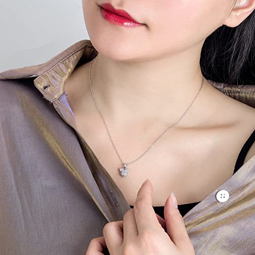 Fashion100% 925 Silver Necklace For Women Cute Mickey Pendant Choker Solid Silver Chain 18 inch Fine Jewelry Gift2