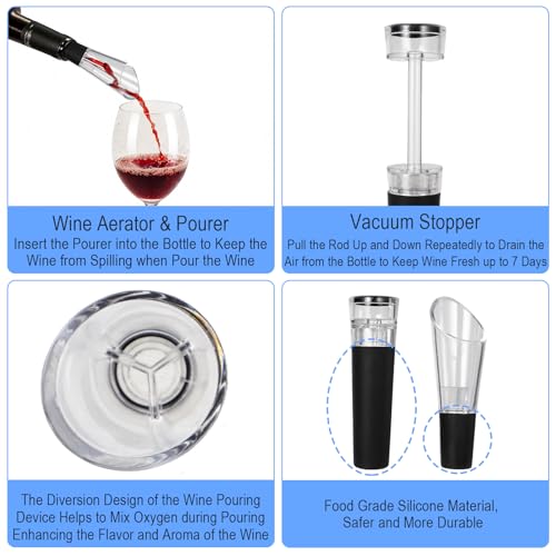 Décapsuleur de vin rechargeable USB-C avec coupe-capsule et aérateur