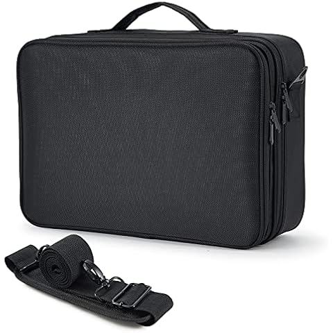Joligrace Large Oxford Fabric Professional Makeup Bag with Removable Back Strap Cosmetic Case Beauty Box Hairdressing Tools Organiser Storage Box, Black Cover